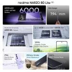 realme NARZO 80 Lite 5G (Onyx Black, 6GB+128GB) | 6000mAh Long-Lasting Battery | MediaTek Dimensity 6300 5G | AI Assist | IP64 Rated Water & Dust Resistance | Military-Grade Durability